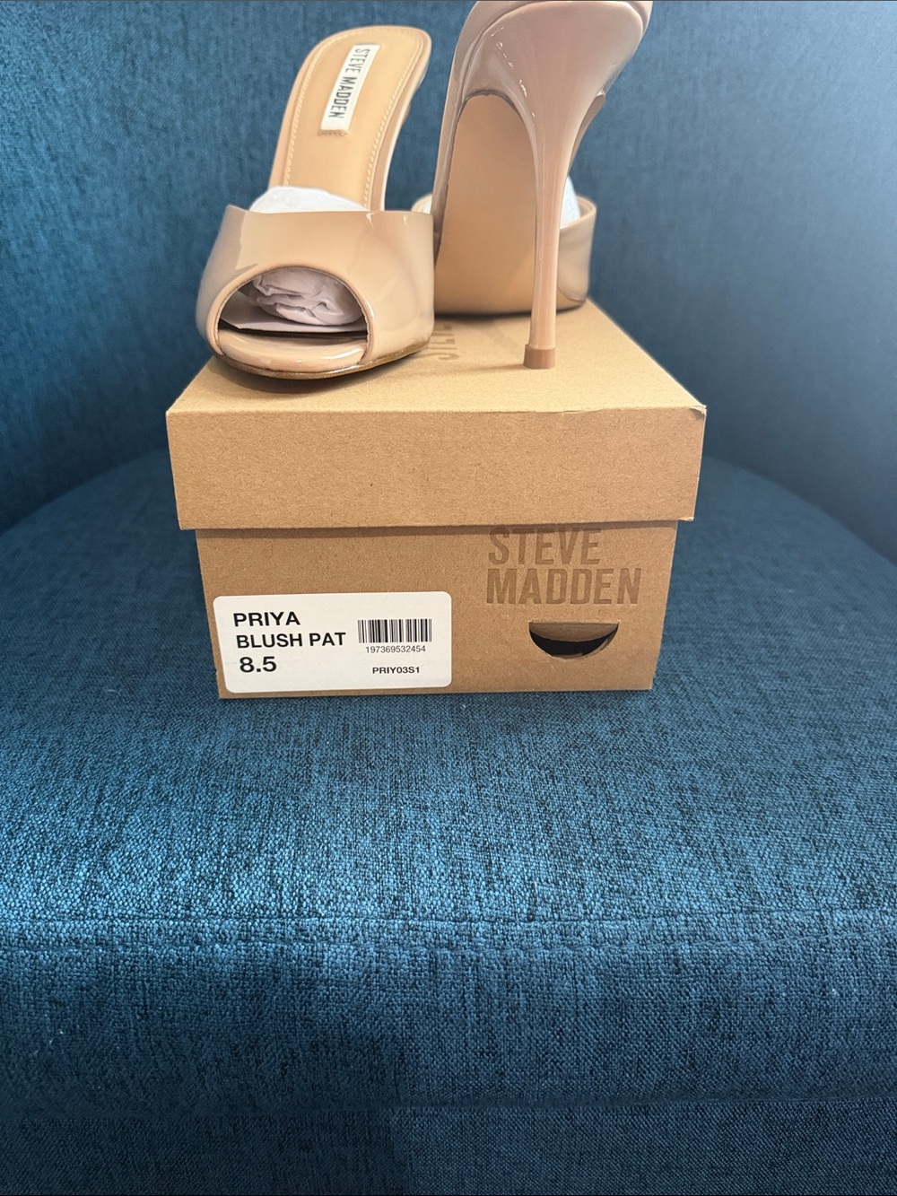 Steve Madden Priya Nude Blush Patent High Heel Mule